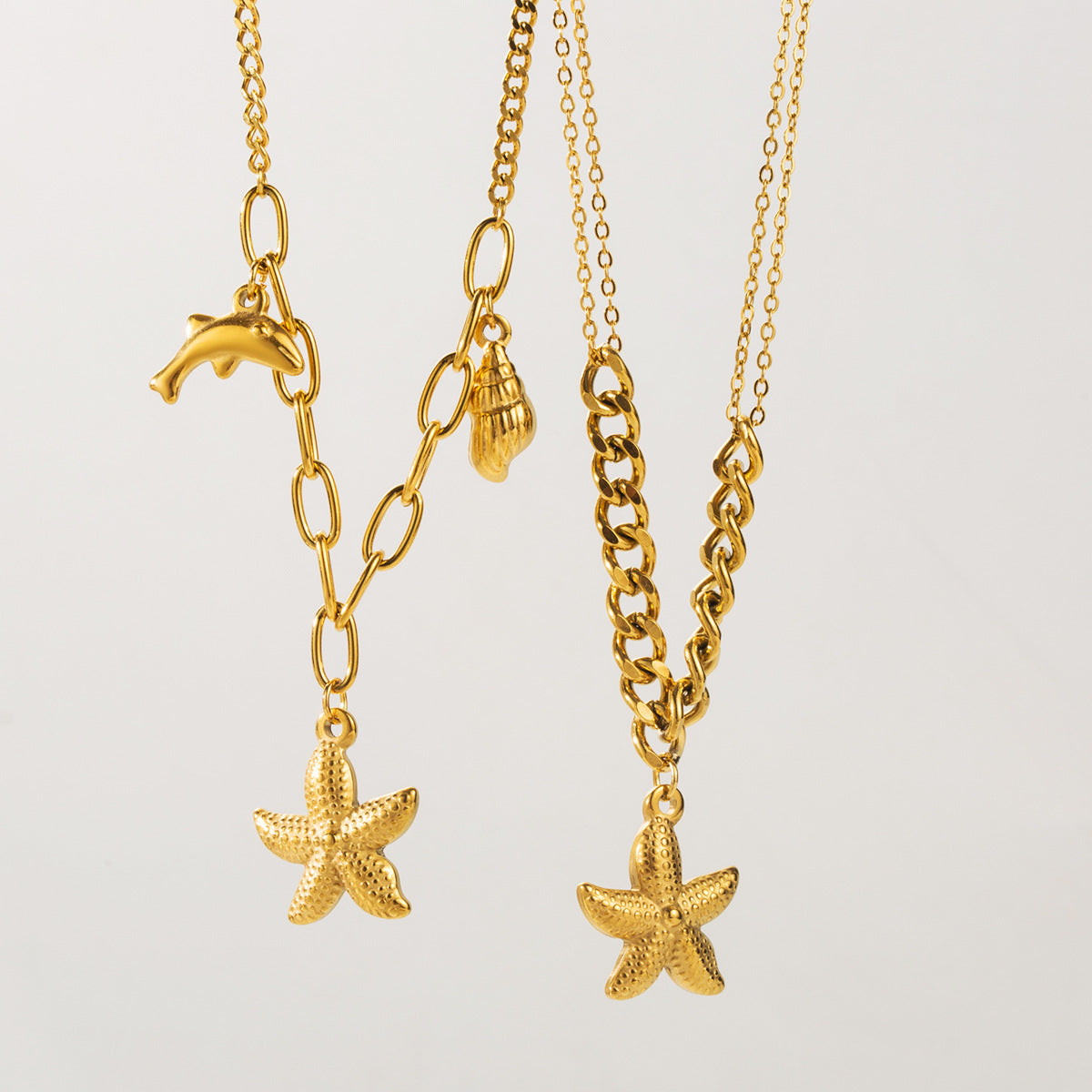 Wholesale Ocean Style Starfish Pendant Stainless Steel Necklace